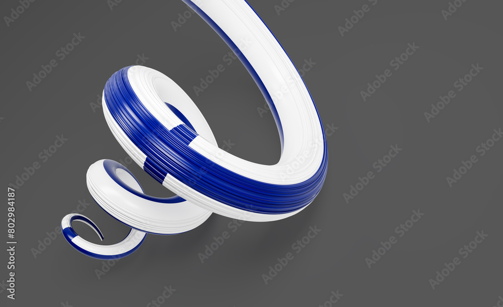 3d Flag of Finland 3d Spiral Glossy Ribbon Flag Of Finland On Grey Background 3d Illustration 3d Flag of Finland 3d Spiral Glossy Ribbon Flag Of Finland On Grey Background 3d Illustration