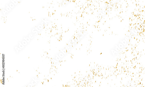 Golden glitter confetti falling down on transparent background. Vector illustration.