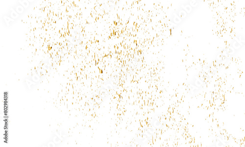 Golden glitter confetti falling down on transparent background. Vector illustration.