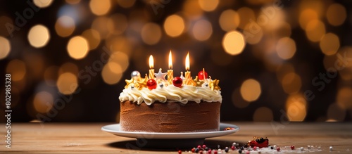 A festive cake featuring a ...