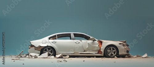 A damaged white car with a ...
