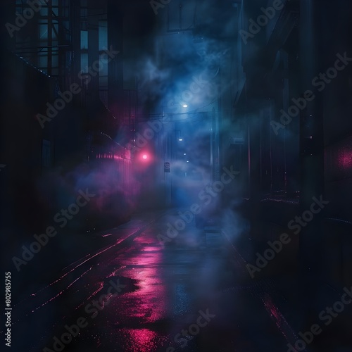abstract background with space, A painting of a man walking in front of a building with a red light on it. 
