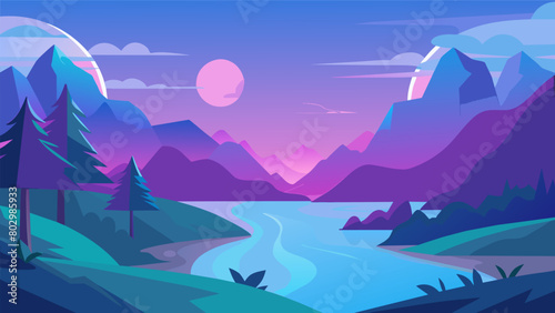 A serene landscape of soft muted blues and purples with small pops of calming green portraying the emotional journey towards relief and peace during a.