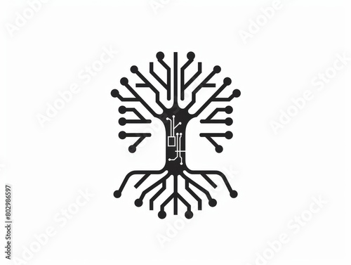 Tech Tree Logo: Minimalist Circuit Board Design