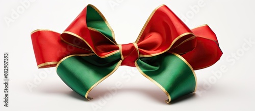 A colorful gift bow in red ...