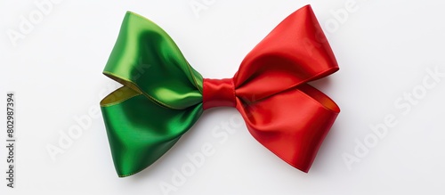A colorful gift bow in red ...