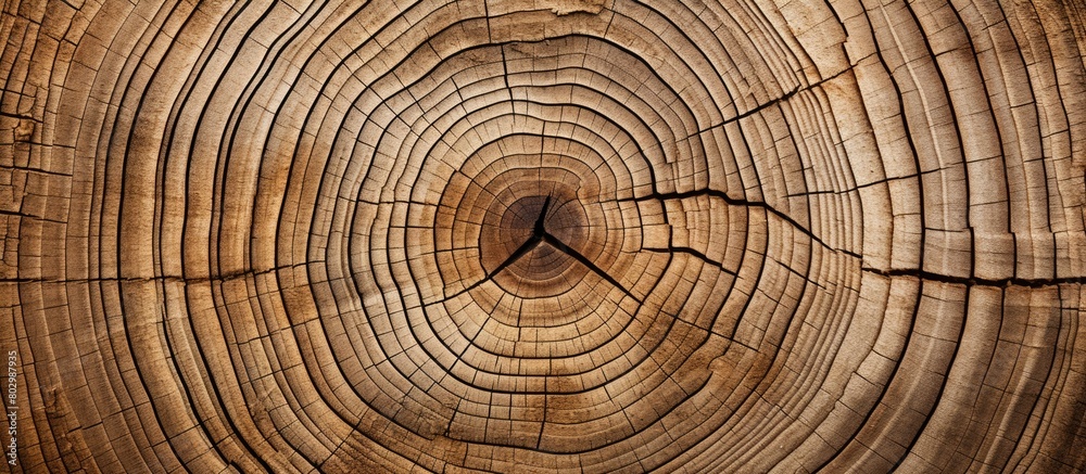 A detailed view of the concentric rings found on the cross section of a spruce tree trunk is captured in this close up copy space image A detailed view of the concentric rings found on the cross section of a spruce tree trunk is captured in this close up copy space image