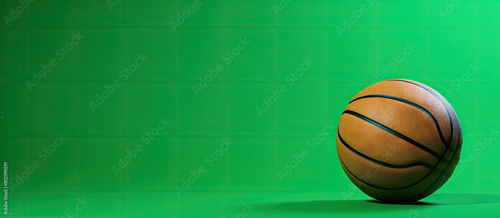 A basketball ball isolated on a green background with a chroma key creating a copy space image A basketball ball isolated on a green background with a chroma key creating a copy space image