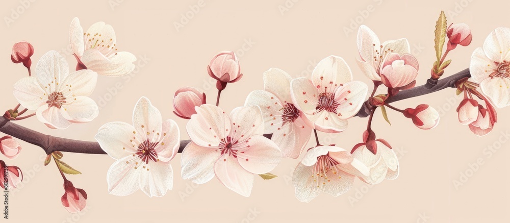 A blossoming branch of a sweet cherry provides a natural backdrop for design. A blossoming branch of a sweet cherry provides a natural backdrop for design.