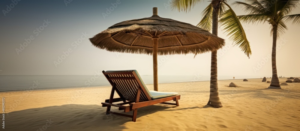 Obraz premium beachside relaxation area with parasol chairs