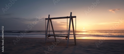 swing on the beach with a beautiful afternoon atmosphere