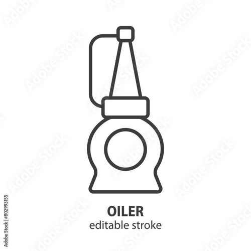 Oiler line icon. Sewing machine oiler symbol. Editable stroke. Vector illustration.