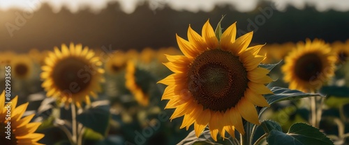 "Capture the essence of nature with our sunflower garden field images. Ideal for showcasing sunflower-based products and cosmetics in advertising campaigns." A Digital Artwork ar 2:39:1
