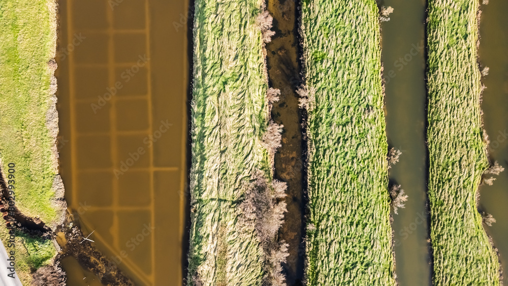 drone view of the salt marshes of Ile d Olonne, Vendee, France