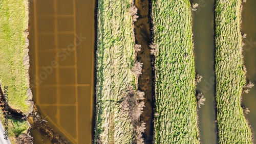 Obraz na płótnie drone view of the salt marshes of Ile d Olonne, Vendee, France w salonie
