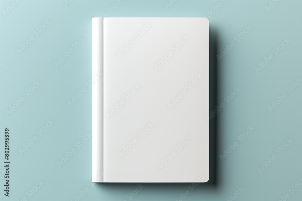 Minimalist White Notebook on Light Blue Surface