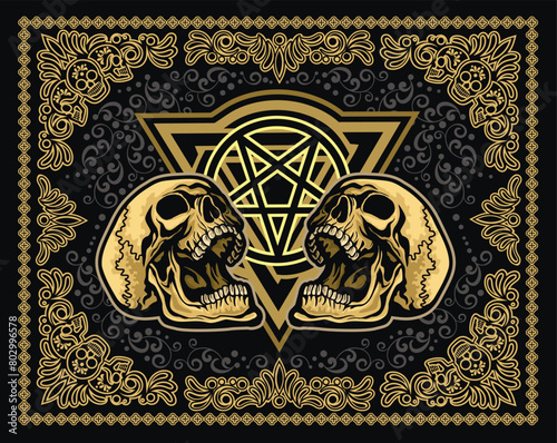Gothic sign with skull, grunge vintage design t shirts
