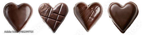 Heart shaped chocolates on transparent or white background, png