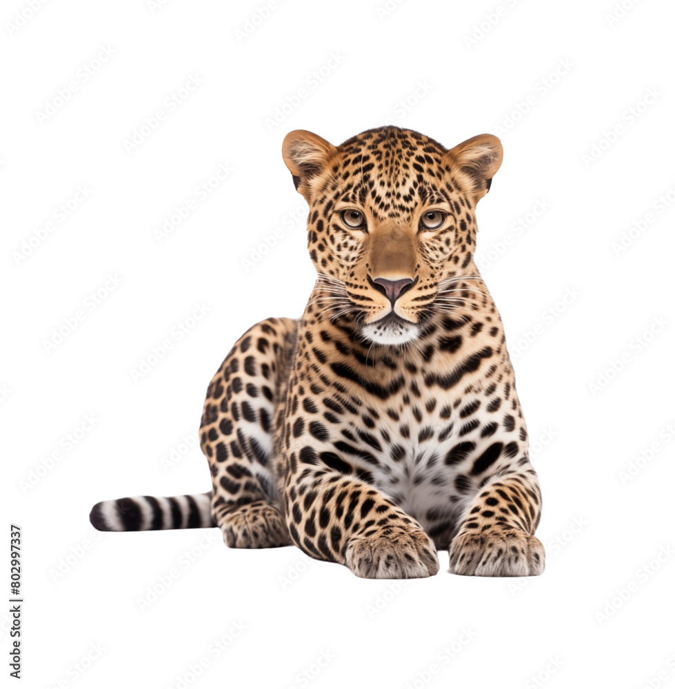 Alert and poised, a full-bodied leopard stands gracefully, isolated on a transparent background. Generative AI Alert and poised, a full-bodied leopard stands gracefully, isolated on a transparent background. Generative AI