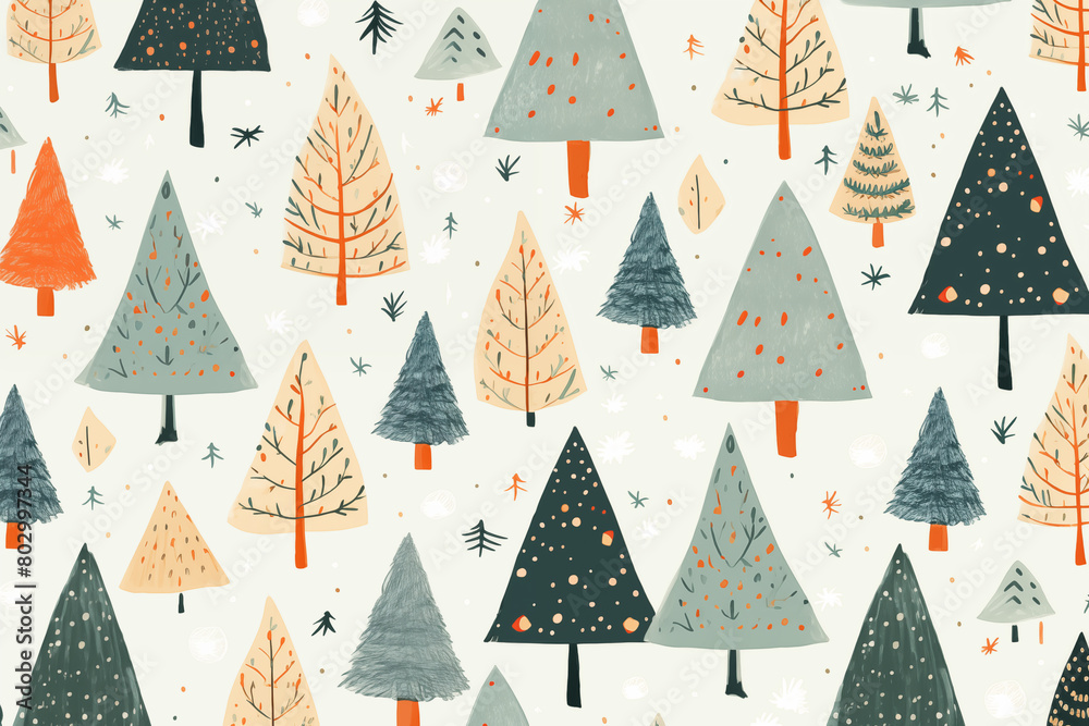 seamless pattern with christmas trees