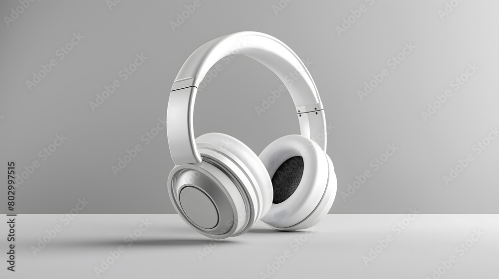 Modern White Headphones on Minimalist Background Modern White Headphones on Minimalist Background