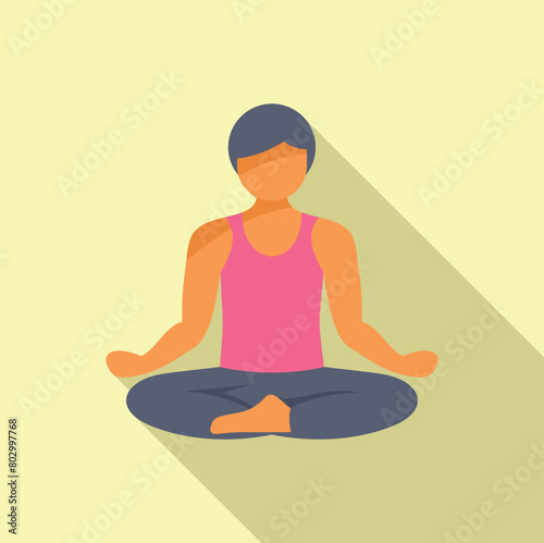 Person lotus pose icon flat vector. Relax exercise. Peace meditating © anatolir
