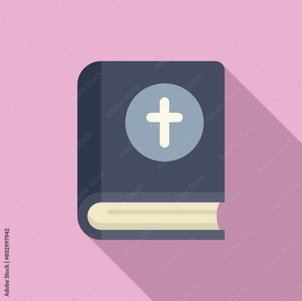 Obraz premium Holy bible book icon flat vector. Prayer religion. Catholic scripture