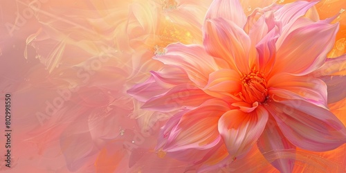 The background is completely mix Pink and Orange with no texture and the flower is in the right hand side © paisorn