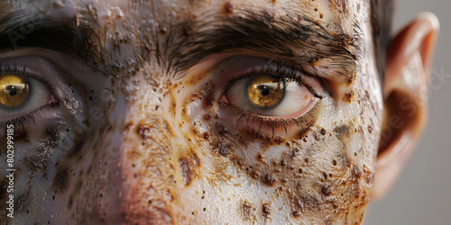 Neurofibromatosis Type 1: The Café-au-Lait Spots and Neurological Complications - Visualize a person with highlighted skin showing café-au-lait spots photo