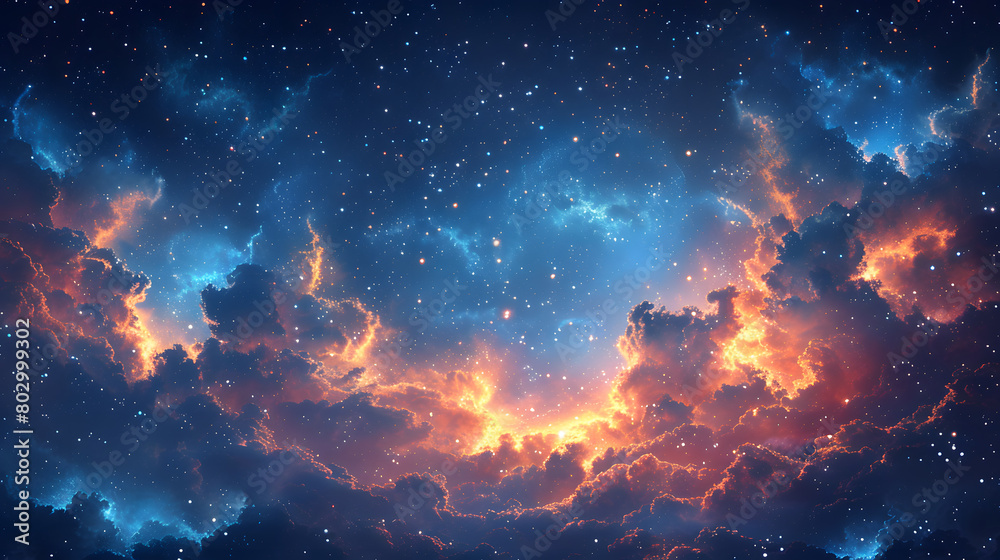 Stellar Dreams: Vintage-Inspired Starry Night Sky Illustration