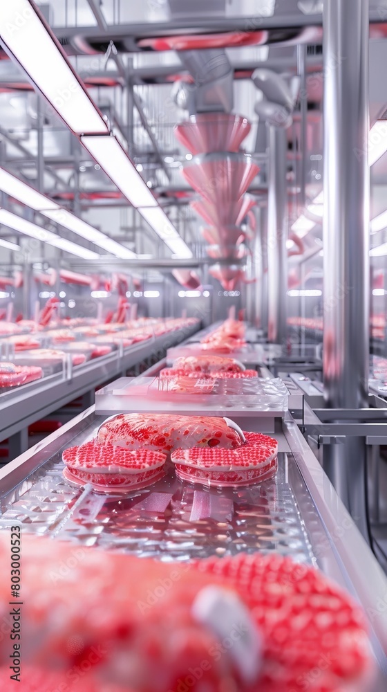 Futuristic Cultured Meat Production Facility with Advanced Automation and Technology