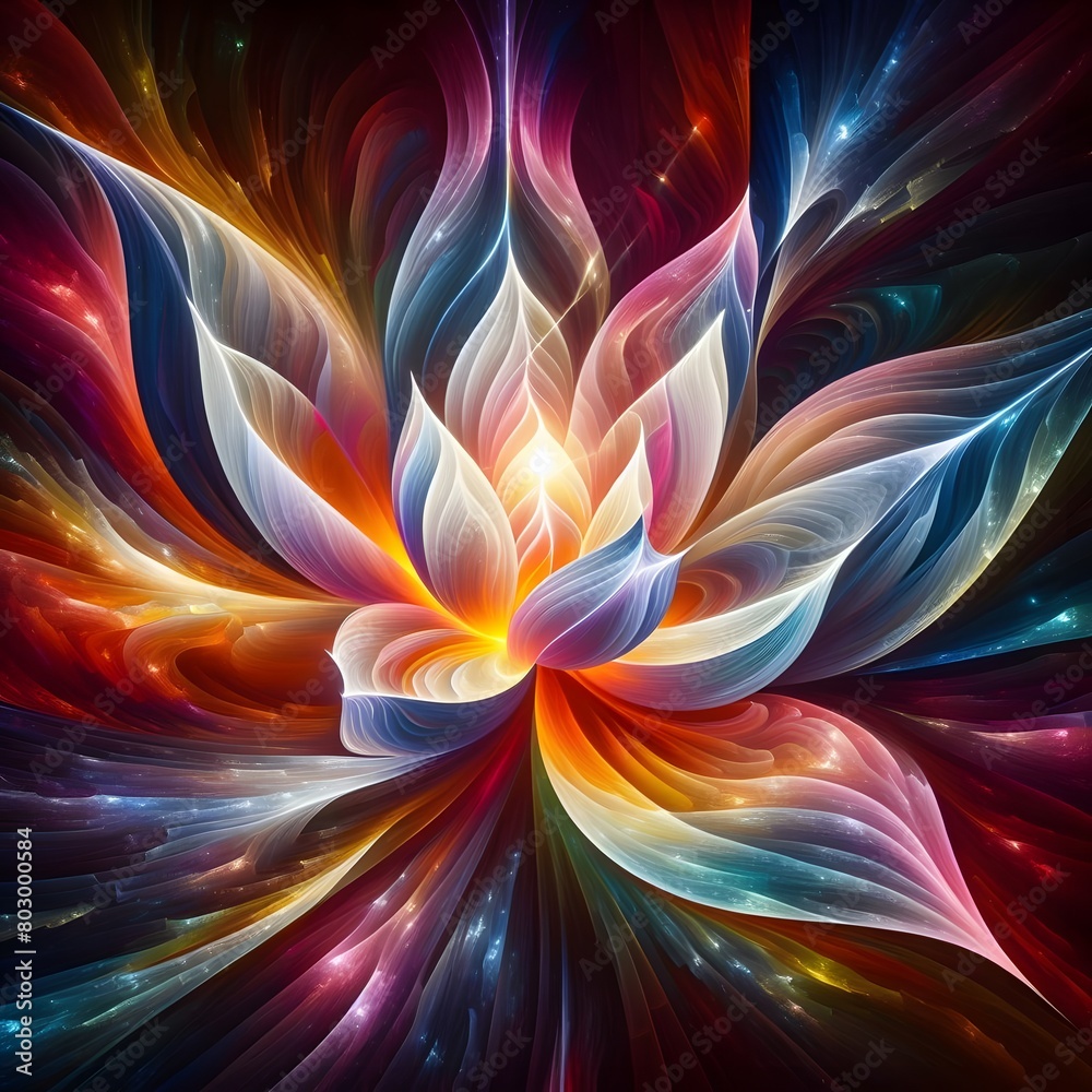 Luminous lotus flowers abstract colorful shapes in a cosmic Display Luminous lotus flowers abstract colorful shapes in a cosmic Display