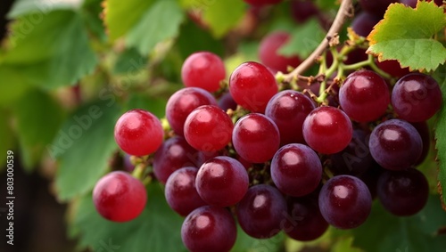 close up red grapes on vine HD 8K wallpaper Stock Photographic Image