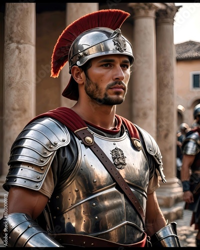 Retrato de un soldado del antiguo imperio romano photo