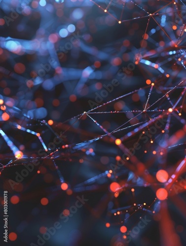 Luminous Neural Network Showcasing Digital Brain's Interconnected Nodes Processing Complex Information