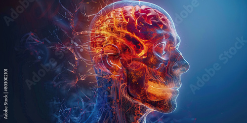 Posterior Fossa Syndrome: The Cerebellar Dysfunction and Speech Difficulties - Visualize a person with highlighted posterior fossa showing dysfunction, experiencing cerebellar dysfunction