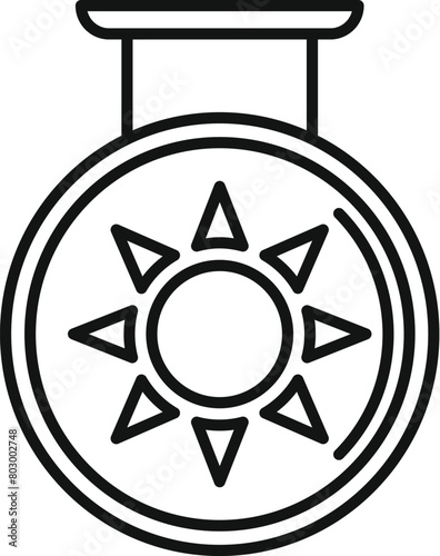 Golden sun gong icon outline vector. Asian culture. Decoration festival