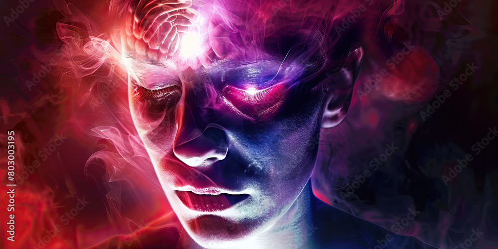 Pineal Gland Tumor: The Sleep Disturbances and Vision Problems - Picture a person with highlighted pineal gland showing tumor growth, experiencing sleep disturbances and vision problems Pineal Gland Tumor: The Sleep Disturbances and Vision Problems - Picture a person with highlighted pineal gland showing tumor growth, experiencing sleep disturbances and vision problems