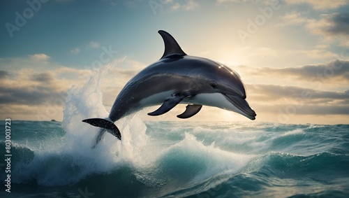 dolphin jumping out of water HD 8K wallpaper Stock Photographic Image 