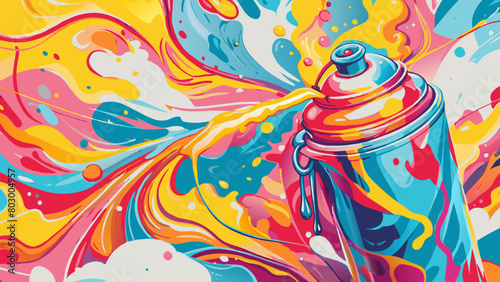 Vibrant Graffiti Spray Can Unleashing Colorful Abstract Art