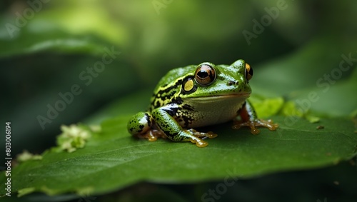 frog on a leaf HD 8K wallpaper Stock Photographic Image