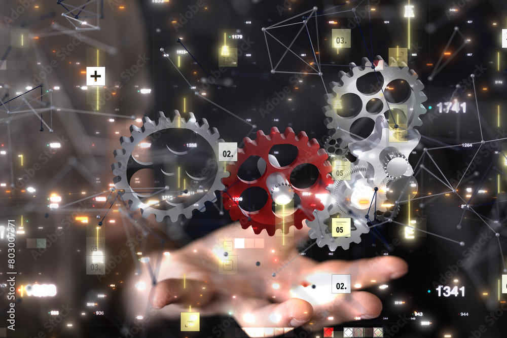 Fototapeta premium gear Technology background. Big data concept