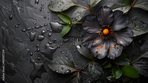 Whispers of Nature: Minimalist Floral Arrangement in Grey and Black