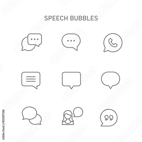 set of speech bubble line vector icons, chat icon