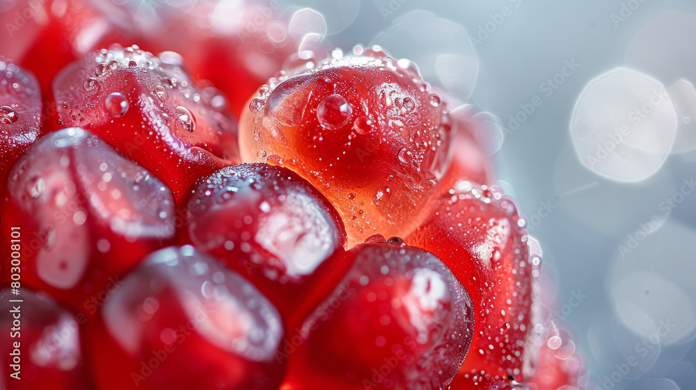 Close-up of pomegranate seeds with water droplets Close-up of pomegranate seeds with water droplets