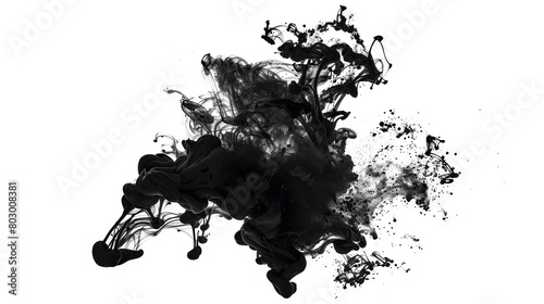 Abstract black ink cloud explosion on white background