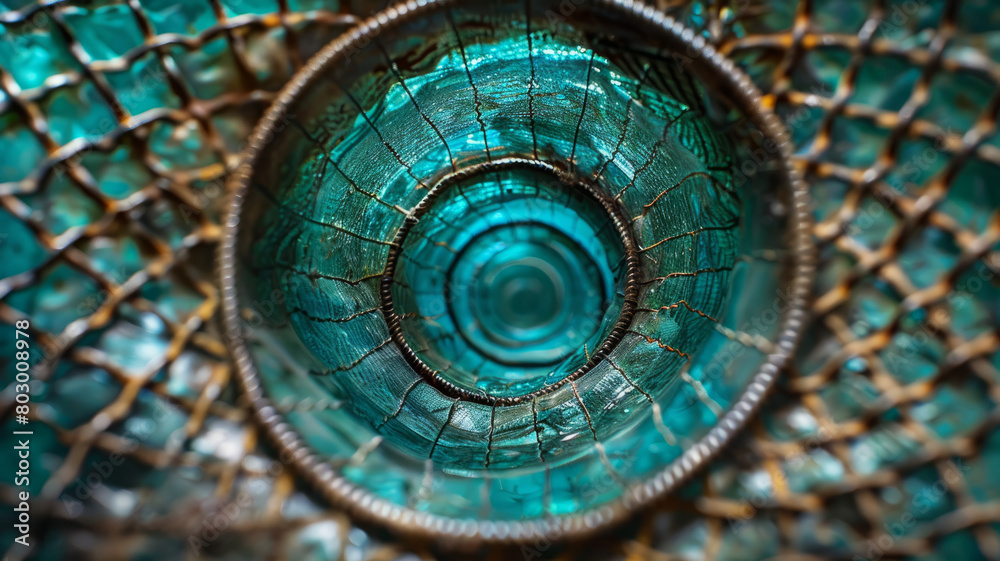 Close-up of a tunnel made of glass and copper wire