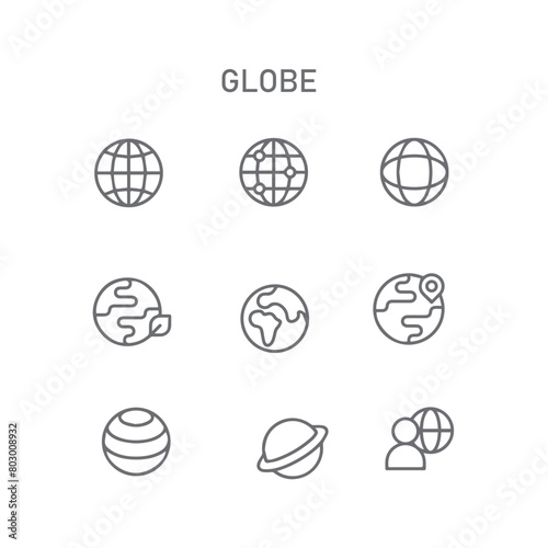 globe line vector icons set , globe icon