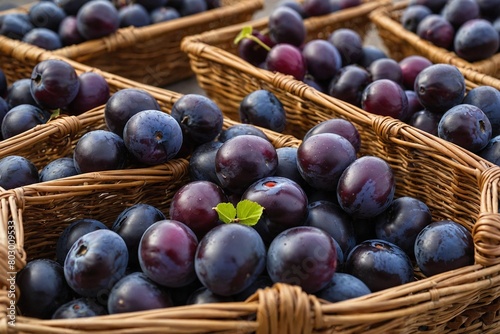 Wallpaper Mural Damsons arranged neatly in cane baskets Torontodigital.ca