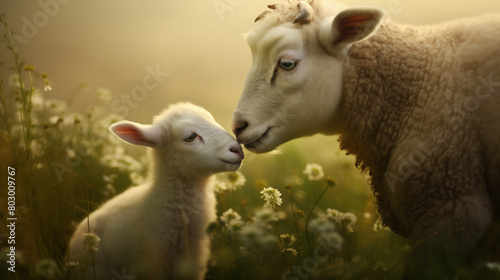 sheep and lamb in love